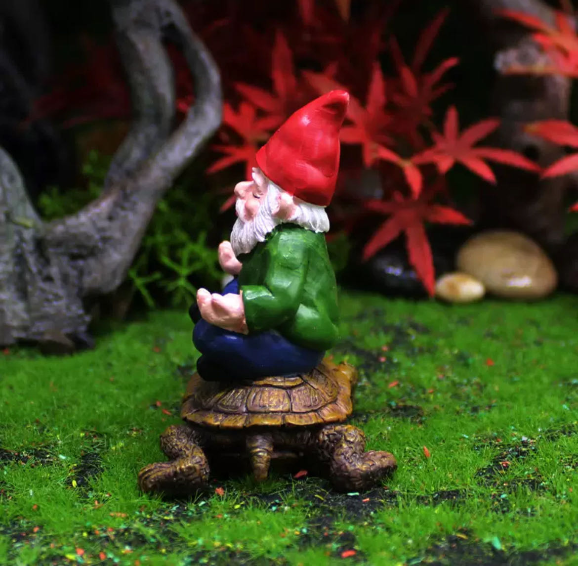 Fairy Garden Figurines the Gnome Sitting on the Turtle
