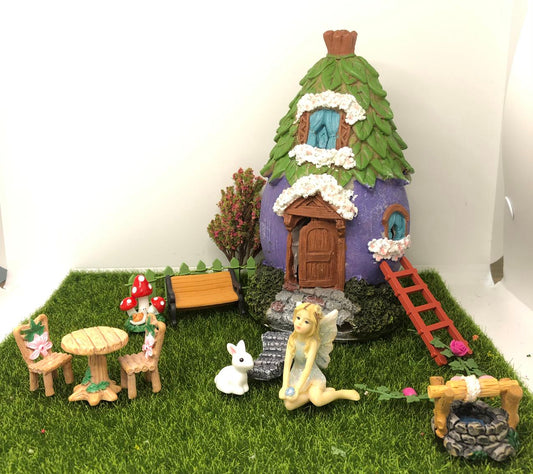 14Pcs Fairy Garden Accessories Kit Solar light fairy house Outdoor Home Decor