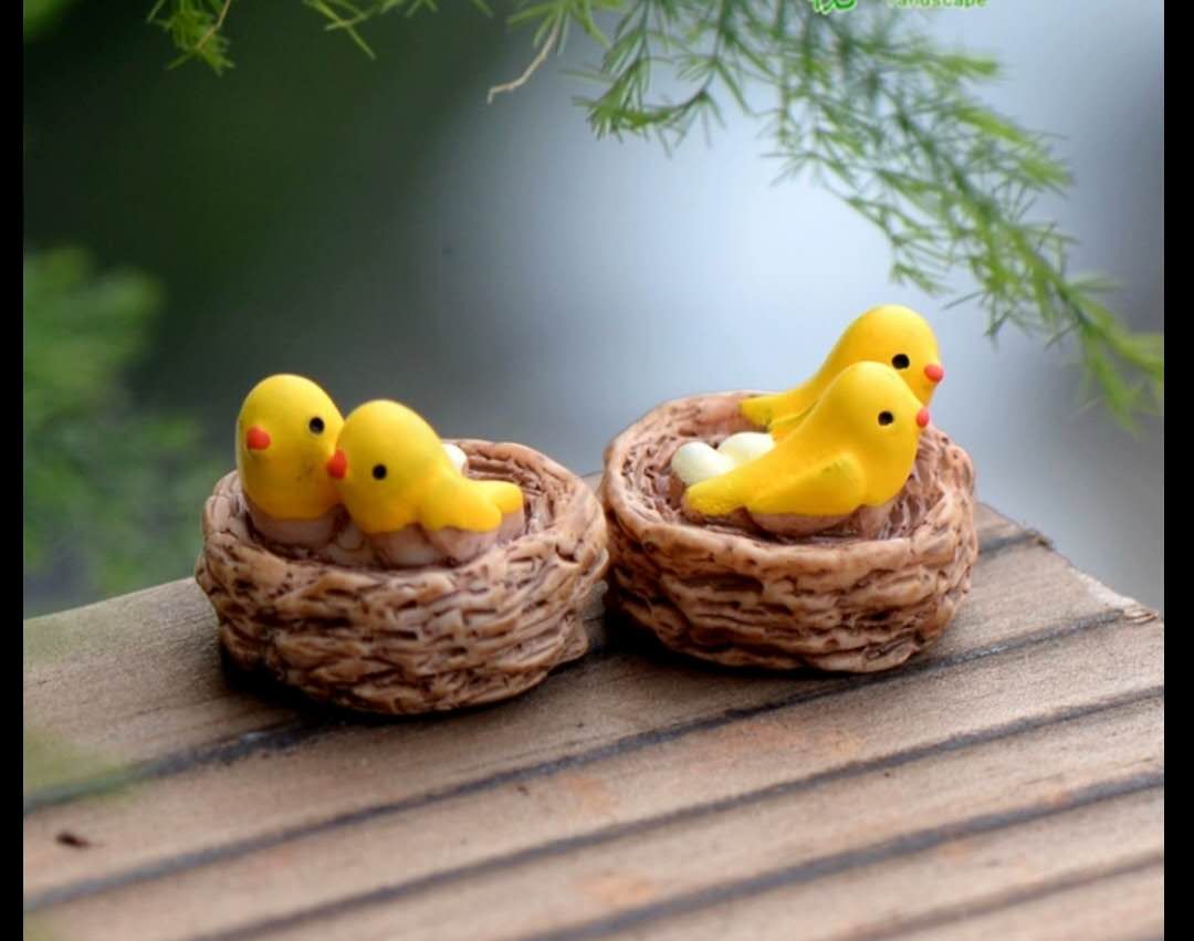 Fairy Garden Accessories Animals Birds in a Nest