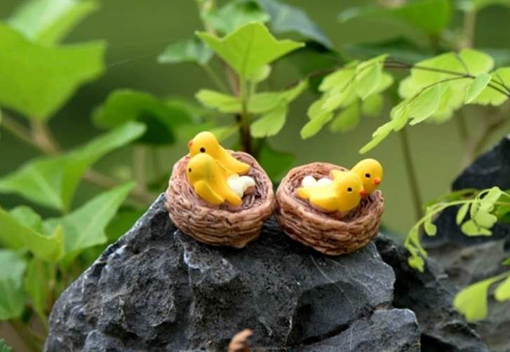Fairy Garden Accessories Animals Birds in a Nest