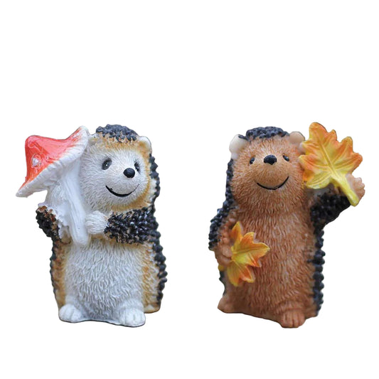 Hedgehog Miniature Fairy Garden Animal Figurine – Resin Animal Decoration for Fairy Gardens