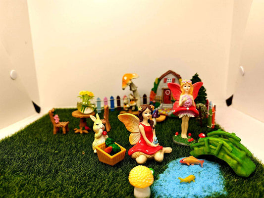 Fairy Garden Kit – 26PCS Miniature Set with Fairy Door, Mushroom, Trees, Fairies
