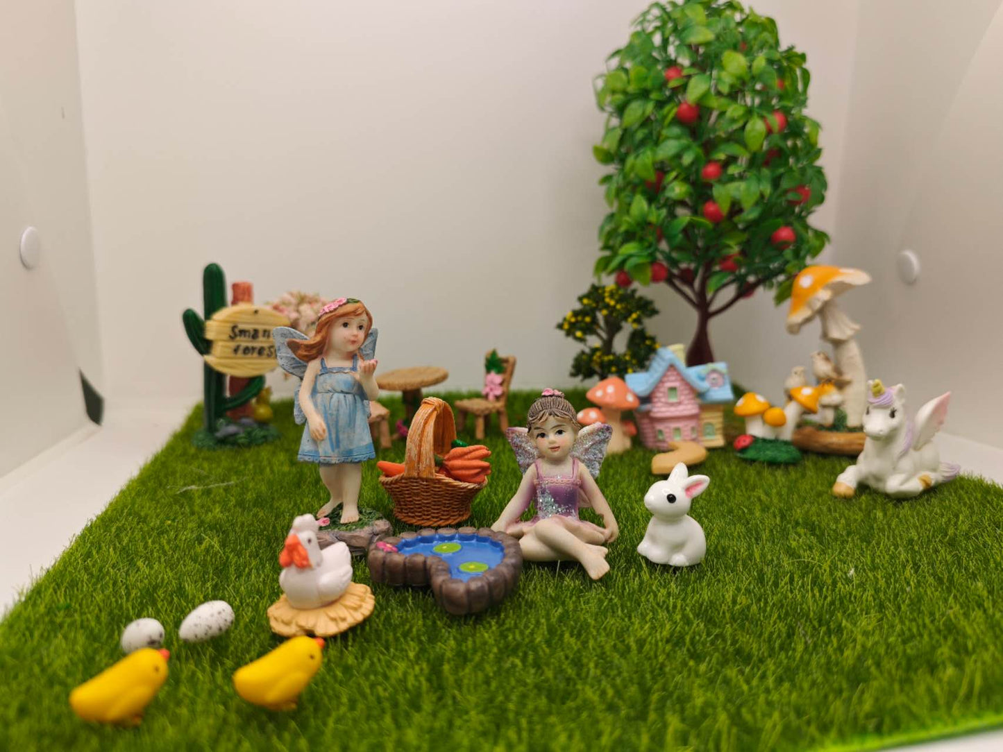 26Pcs Fairy Garden Accessories Kit Decoration Easter Decor Gift Bunny Eggs Chick