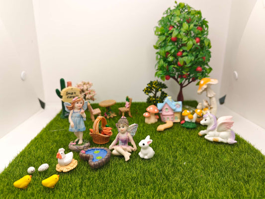 26Pcs Fairy Garden Accessories Kit Decoration Easter Decor Gift Bunny Eggs Chick