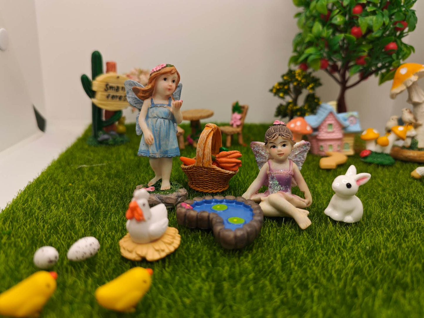 26Pcs Fairy Garden Accessories Kit Decoration Easter Decor Gift Bunny Eggs Chick