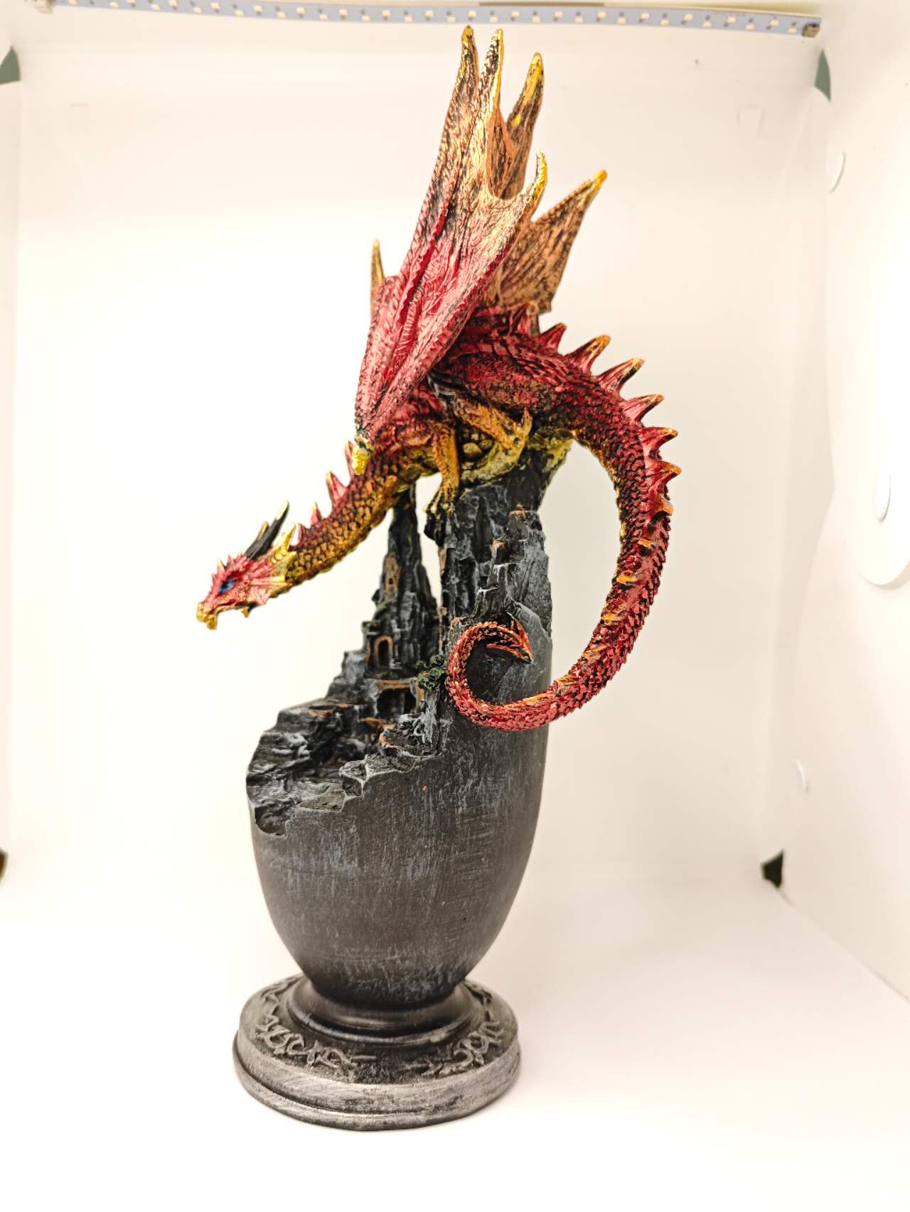 Mystical Red Resin Dragon Figure Statue Home & Office Decor indoor outdoor decor