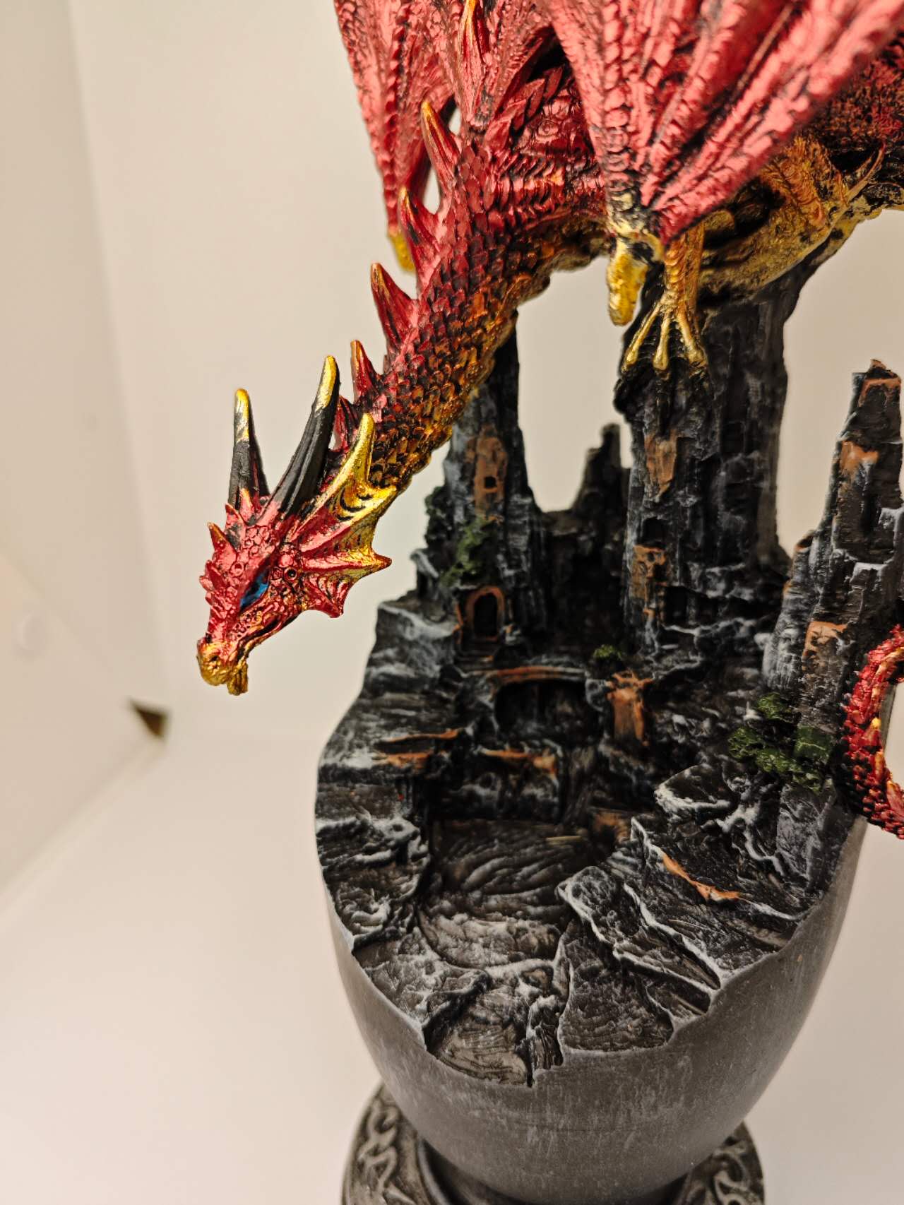 Mystical Red Resin Dragon Figure Statue Home & Office Decor indoor outdoor decor