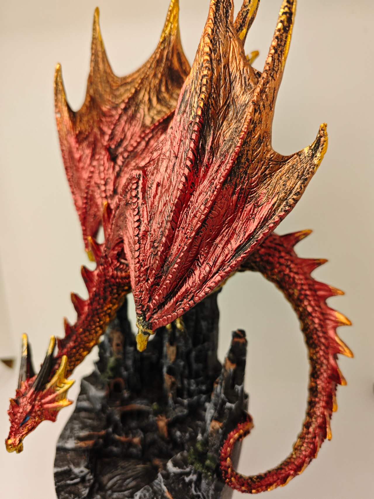 Mystical Red Resin Dragon Figure Statue Home & Office Decor indoor outdoor decor