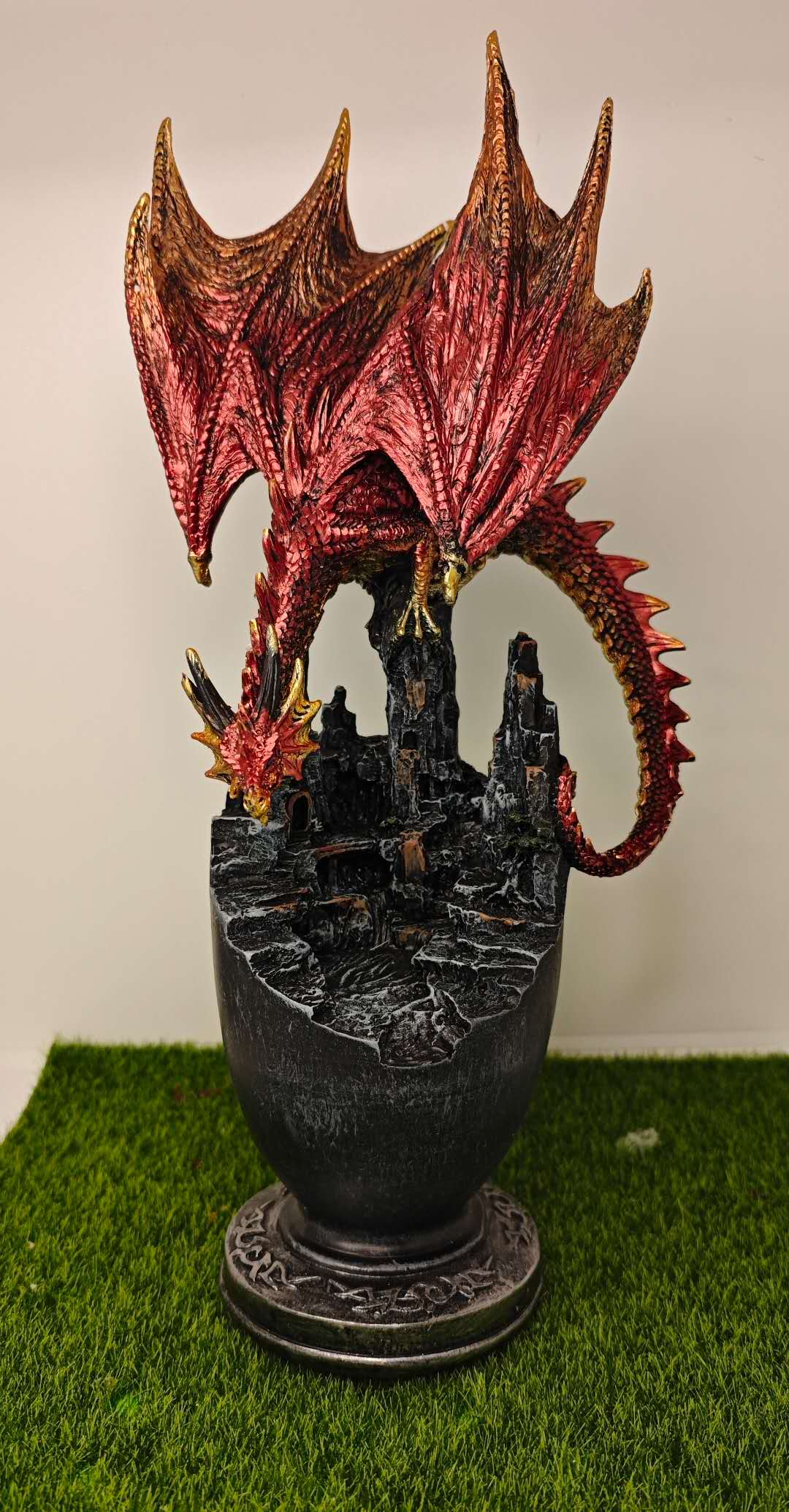 Mystical Red Resin Dragon Figure Statue Home & Office Decor indoor outdoor decor