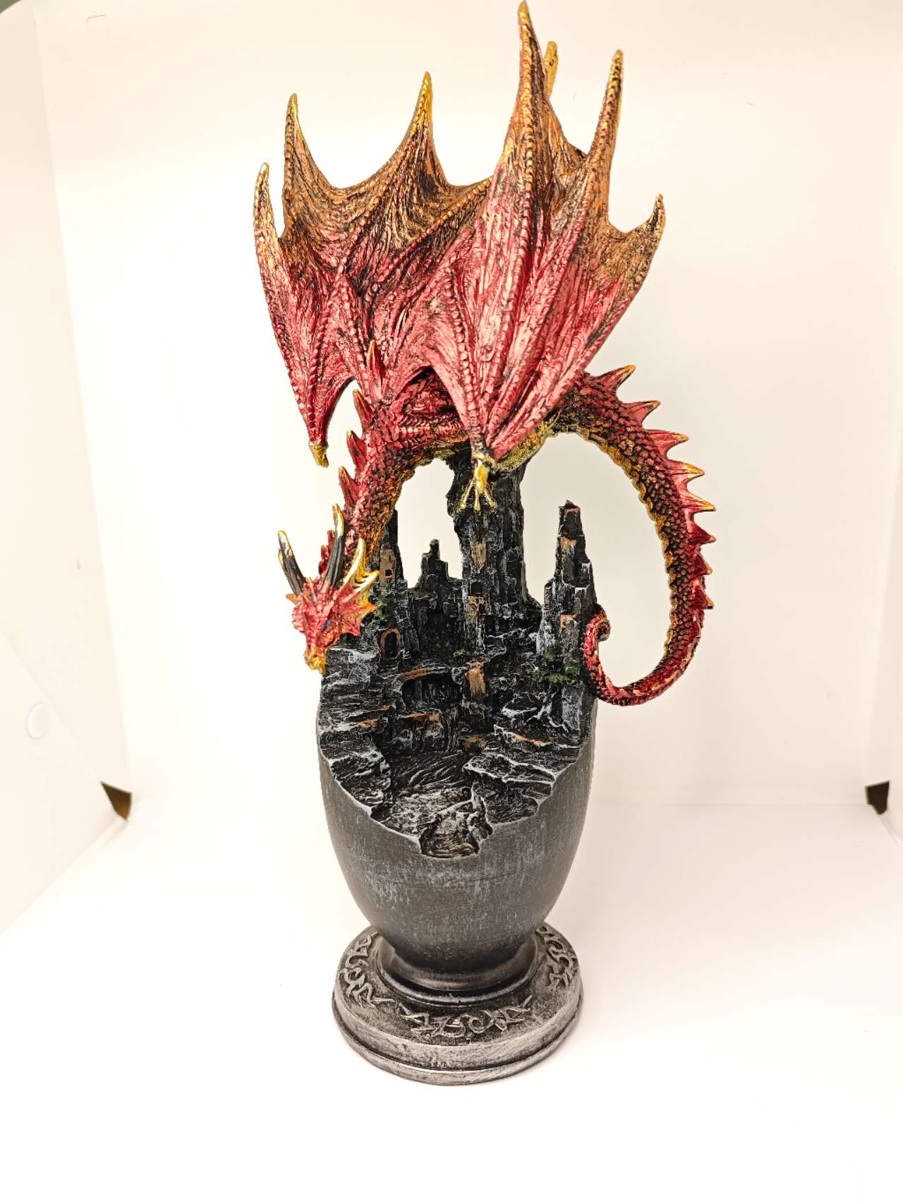 Mystical Red Resin Dragon Figure Statue Home & Office Decor indoor outdoor decor