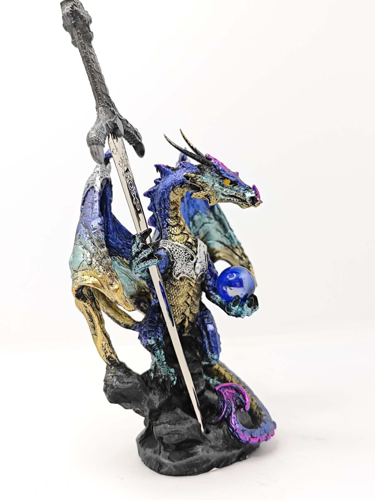 Fantasy Dragon with Sword Dragon Figure Statue Home Office Decor indoor outdoor