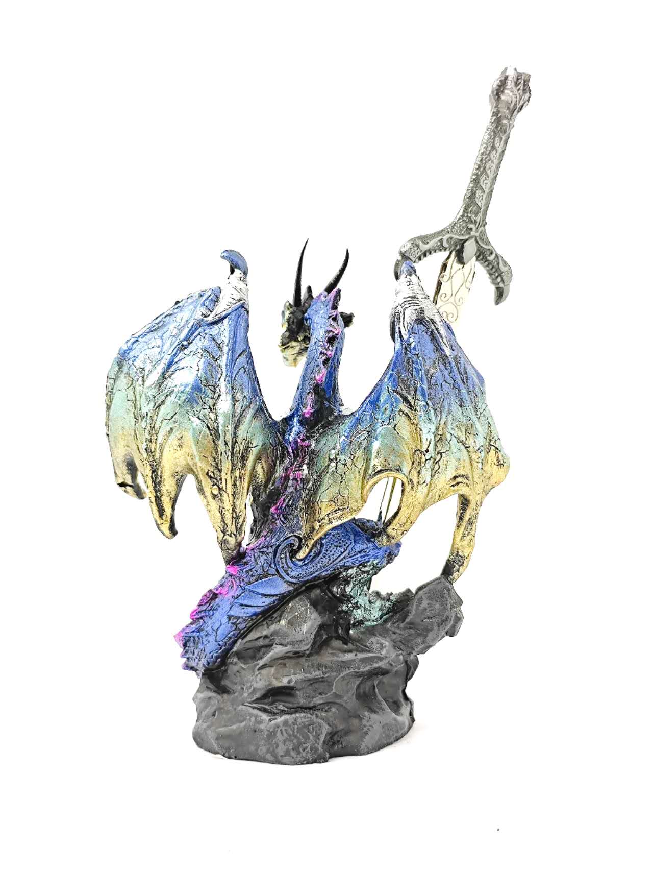 Fantasy Dragon with Sword Dragon Figure Statue Home Office Decor indoor outdoor