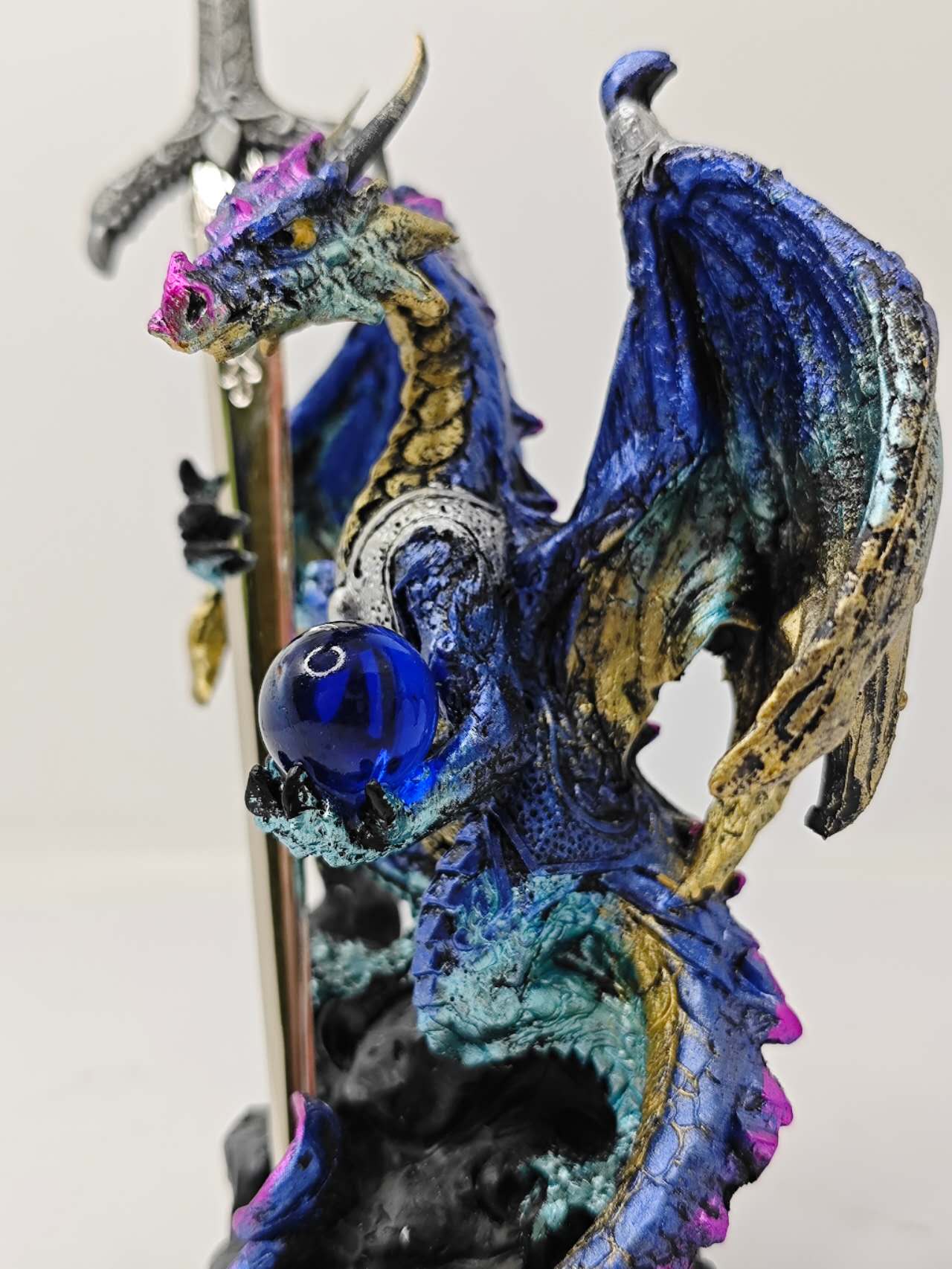 Fantasy Dragon with Sword Dragon Figure Statue Home Office Decor indoor outdoor