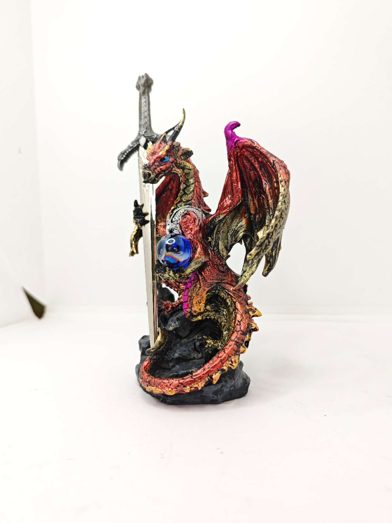 Fantasy Dragon with Sword Dragon Figure Statue Home Office Decor indoor outdoor