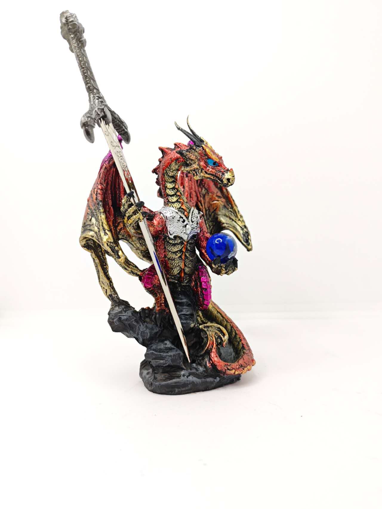 Fantasy Dragon with Sword Dragon Figure Statue Home Office Decor indoor outdoor