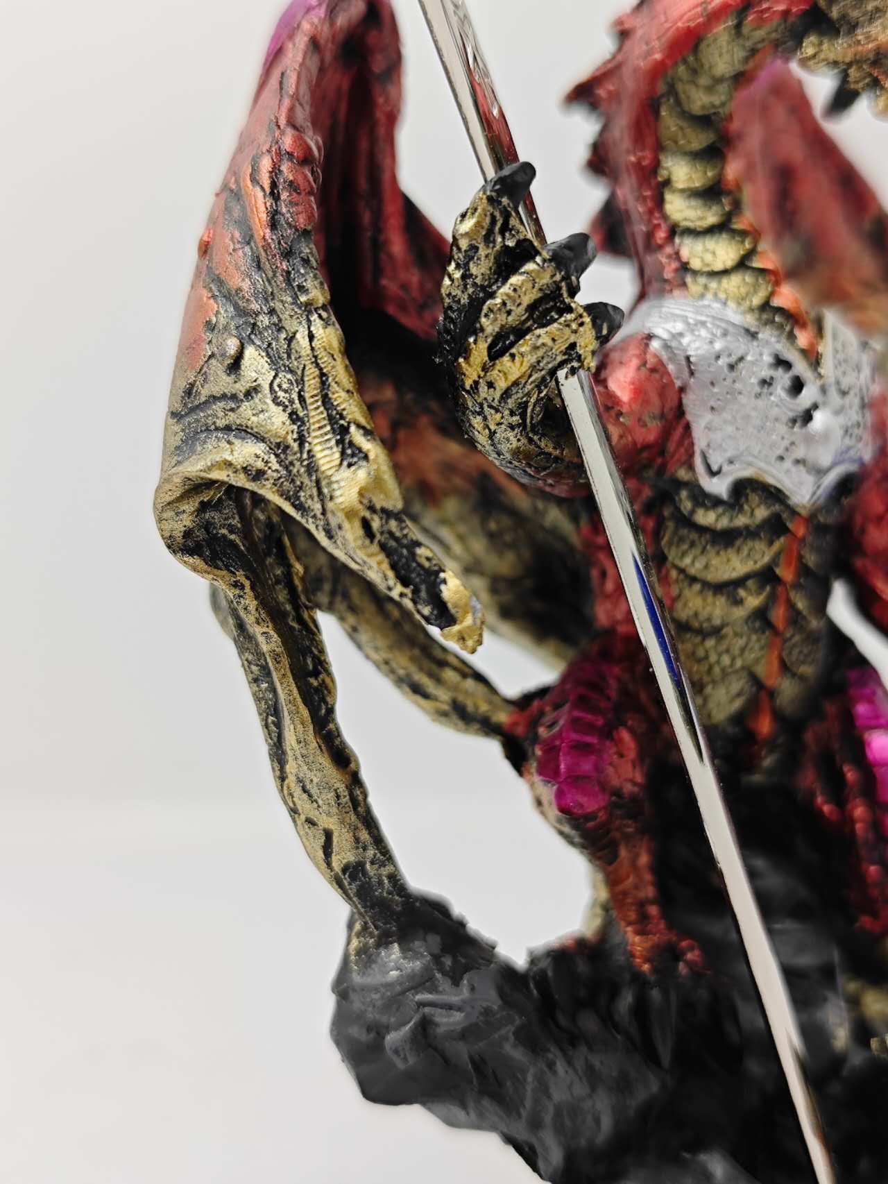 Fantasy Dragon with Sword Dragon Figure Statue Home Office Decor indoor outdoor