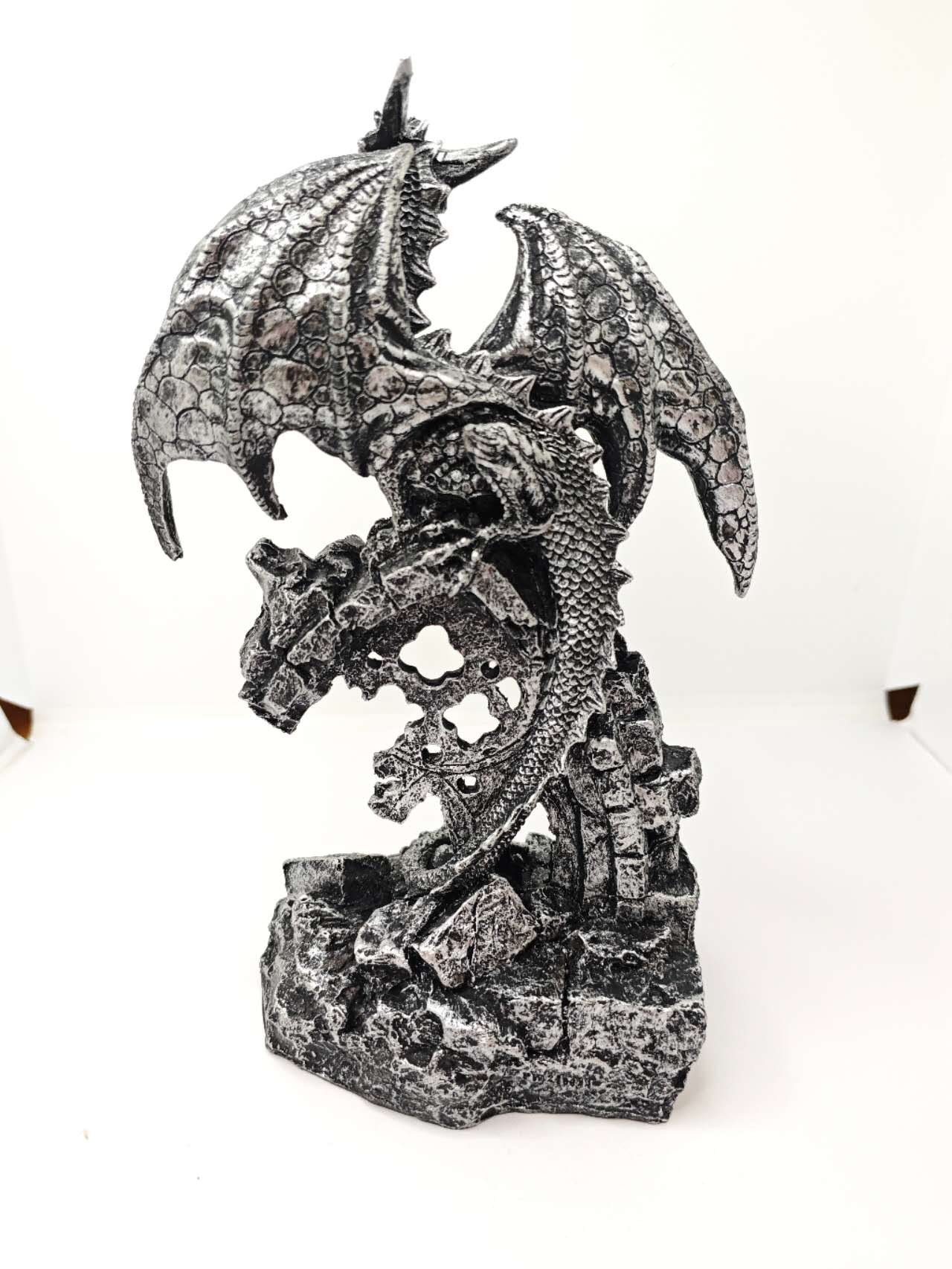 Gothic Stone Dragon Statue Medieval Ruins Fantasy Figurine Indoor Outdoor Decor