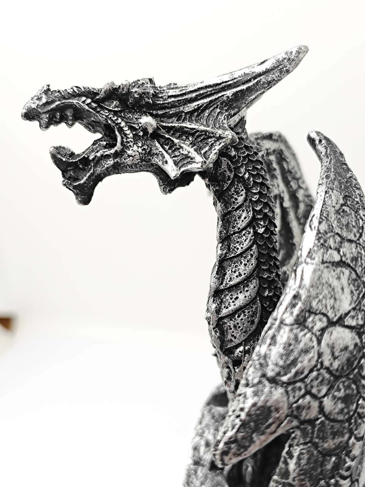 Gothic Stone Dragon Statue Medieval Ruins Fantasy Figurine Indoor Outdoor Decor