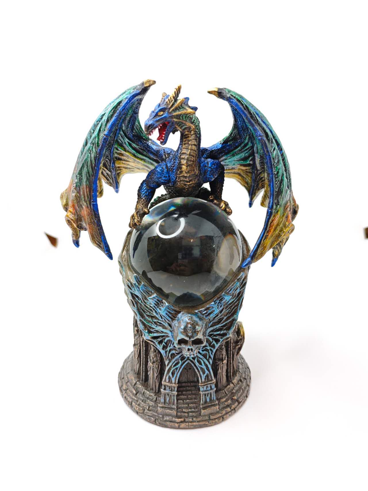 Dragon with Crystal Ball Dragon Figurine Gothic Fantasy Sculpture Home Decor
