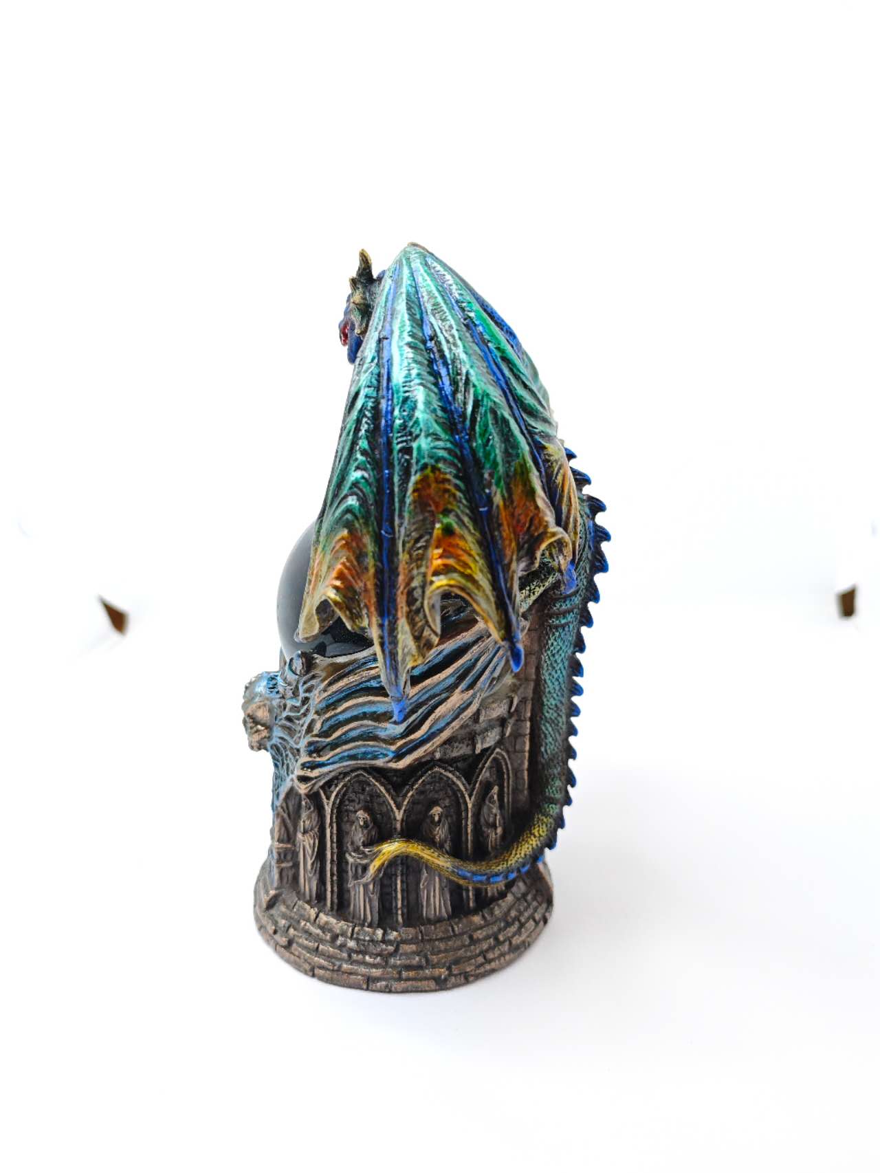 Dragon with Crystal Ball Dragon Figurine Gothic Fantasy Sculpture Home Decor