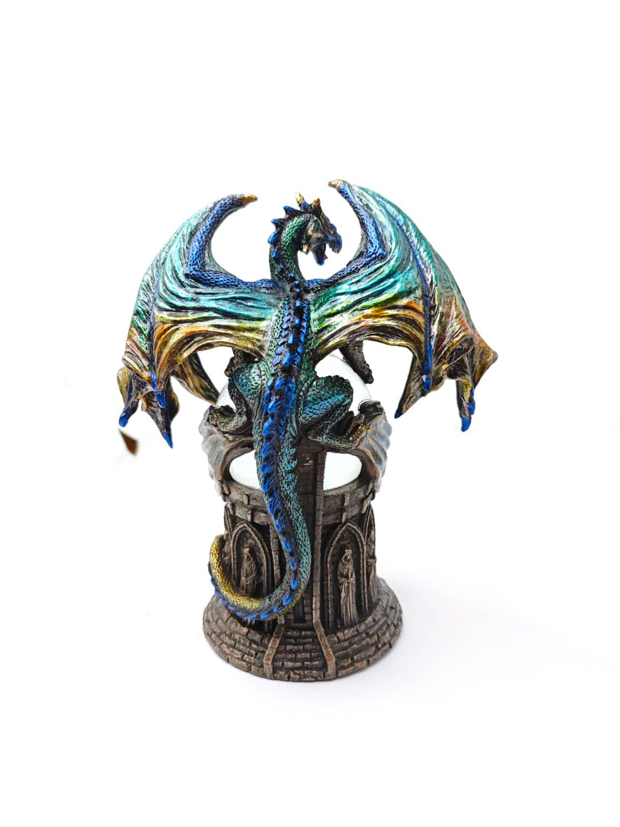 Dragon with Crystal Ball Dragon Figurine Gothic Fantasy Sculpture Home Decor