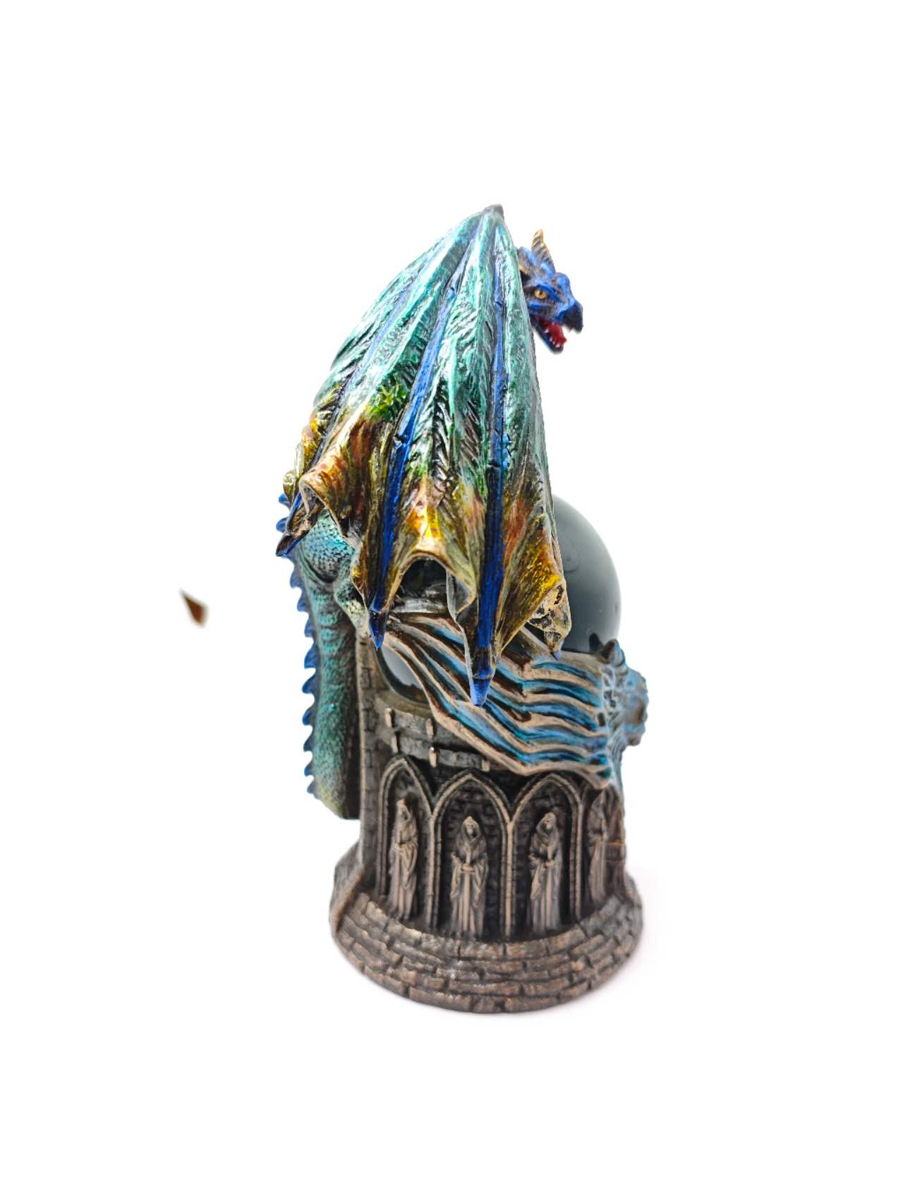 Dragon with Crystal Ball Dragon Figurine Gothic Fantasy Sculpture Home Decor