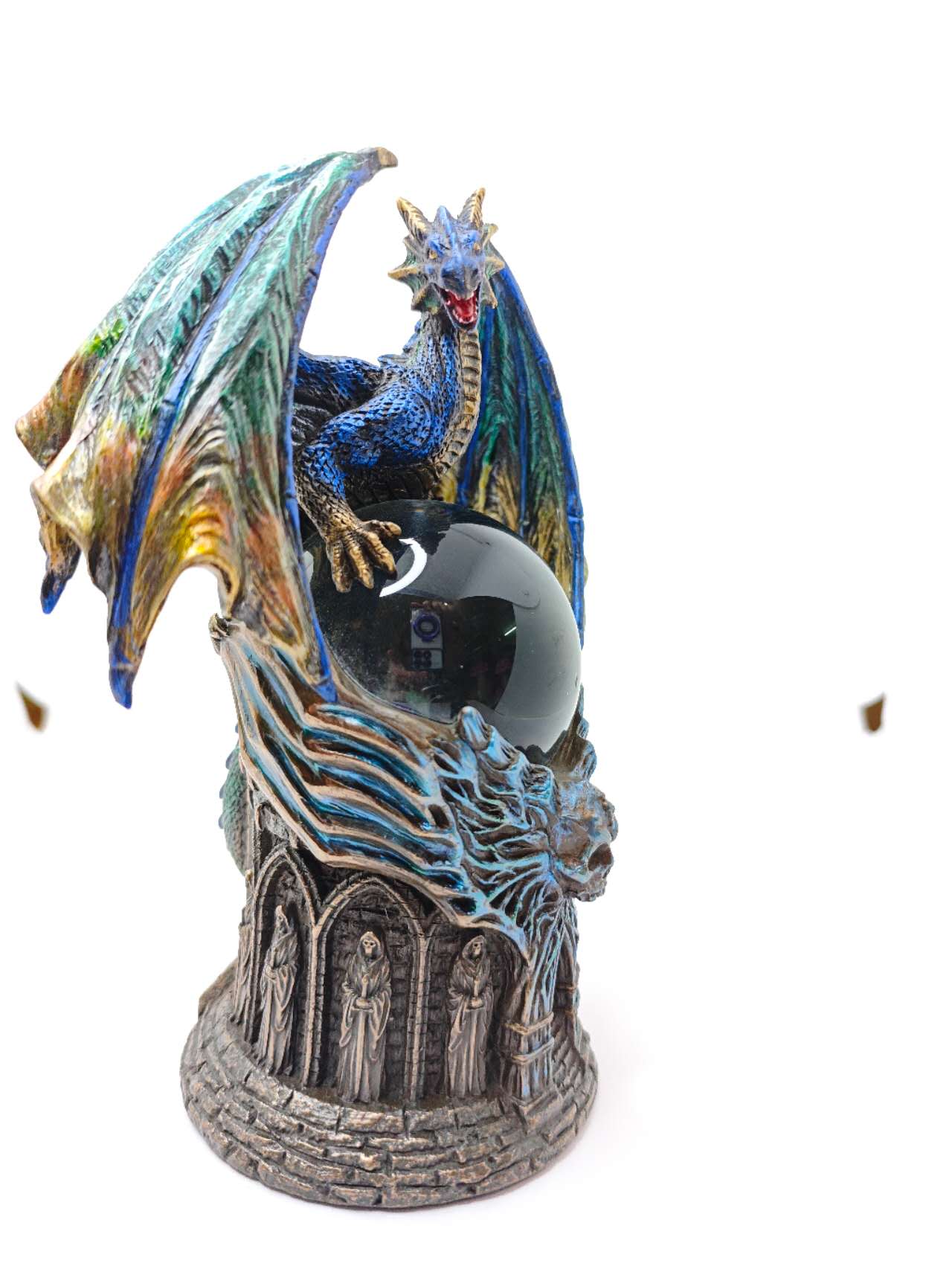 Dragon with Crystal Ball Dragon Figurine Gothic Fantasy Sculpture Home Decor