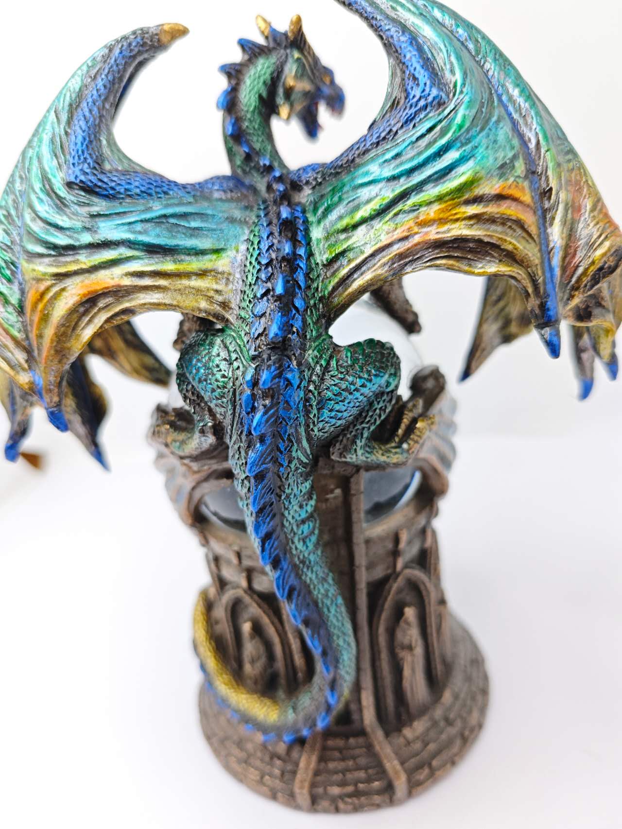Dragon with Crystal Ball Dragon Figurine Gothic Fantasy Sculpture Home Decor