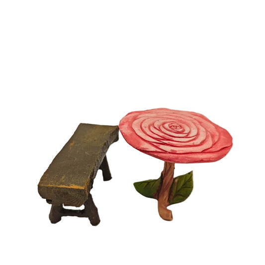Fairy Garden Accessories Rose Table and chair