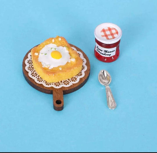 Fairy Garden Accessories Bread with plate and jam