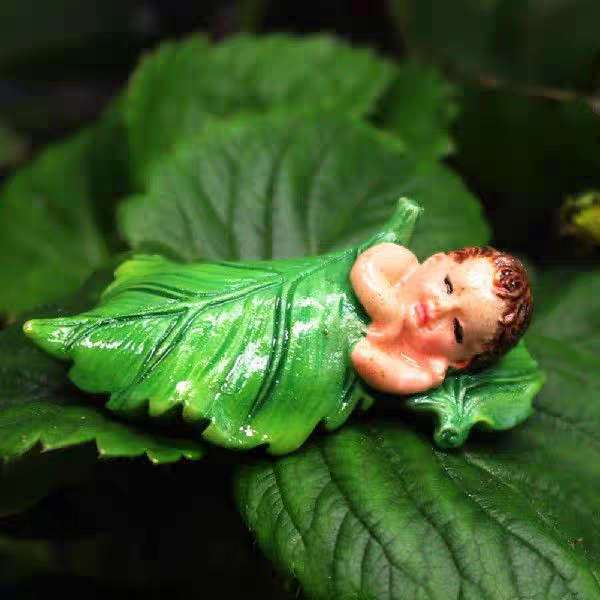 Fairy Garden Accessories Boy Sleeping On The Leaf