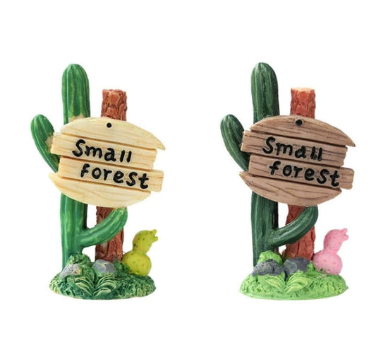 Cactus Guideboard Road Sign Miniature Fairy Garden Accessory