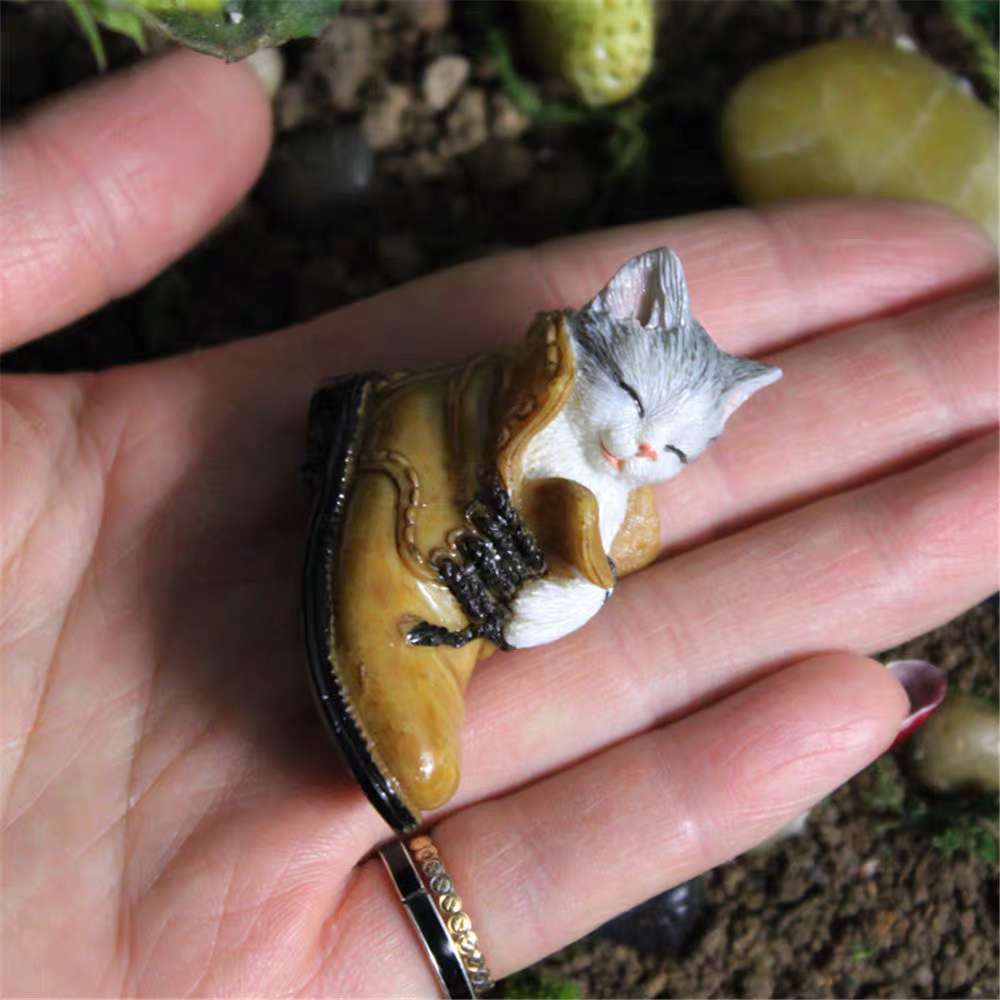 Fairy Garden Accessories Cat Sleeping In The Boot