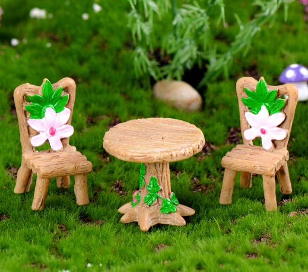 Fairy Garden Accessories Flowers Table And Chairs