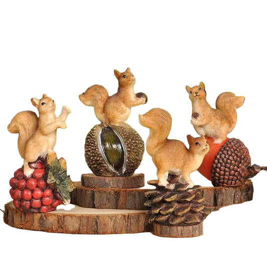 Squirrels Miniature Fairy Garden Animal Figurine – Resin Animal Decoration for Fairy Gardens