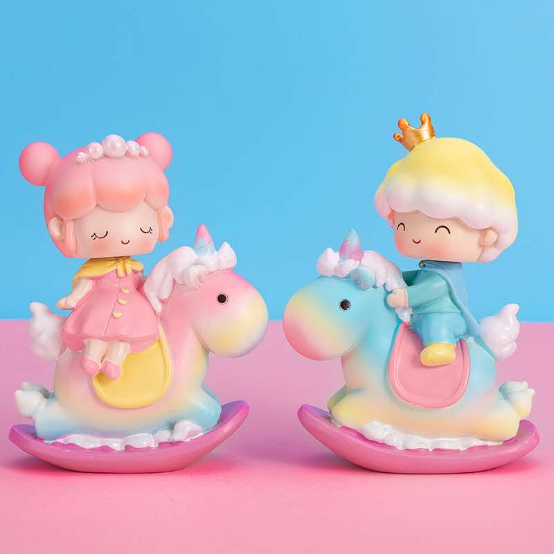 Fairy Garden Figurines Princess prince On the Unicorn