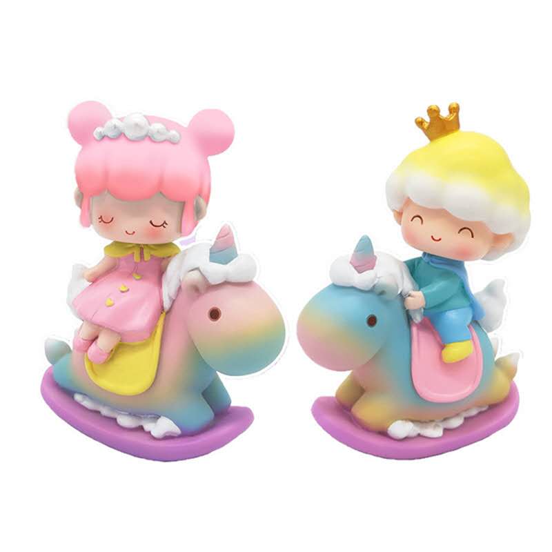 Fairy Garden Figurines Princess prince On the Unicorn