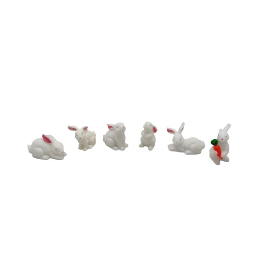 Bunny Rabbit Miniature Fairy Garden Animal Figurine – Resin Animal Decoration for Fairy Gardens
