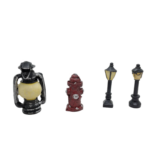 Streetlamp Fire hydrant Miniature Fairy Garden Accessory – Resin Decoration for Fairy Gardens & Miniature Displays