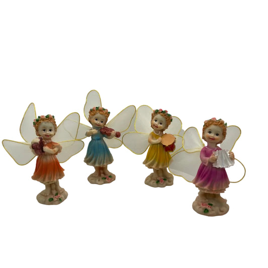 Fairies Playing Instruments Miniature Fairy Garden Fairy Figurine – Resin Fairy Decoration for Indoor & Outdoor Fairy Gardens