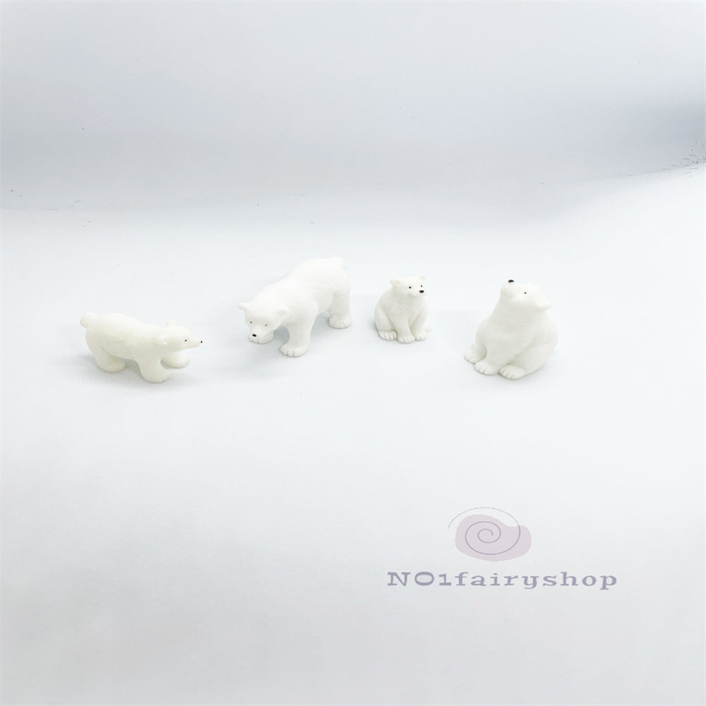 4PCS Fairy Garden Accessories Animals Polar Bears
