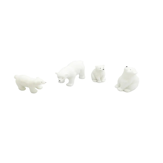 4PCS Polar Bears Miniature Fairy Garden Animal Figurine – Resin Animal Decoration for Fairy Gardens