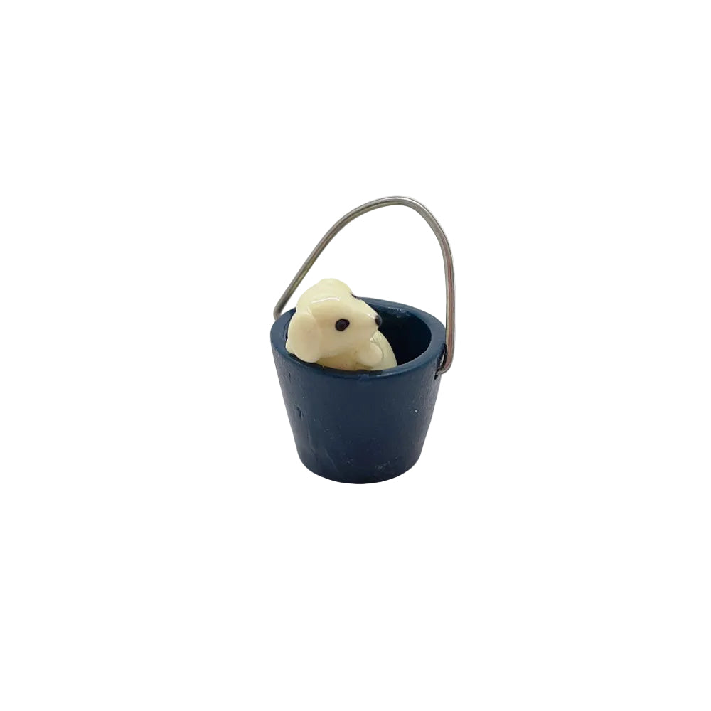 Dog In Bucket Miniature Fairy Garden Accessory – Resin Decoration for Fairy Gardens & Miniature Displays