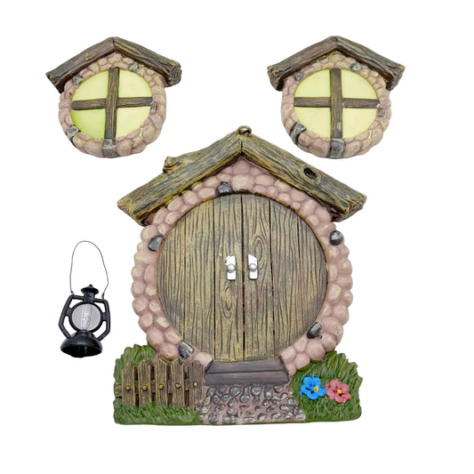 4Pcs Fairy Door and Windows Kit Miniature Fairy Garden Decoration Kit for Indoor & Outdoor Display