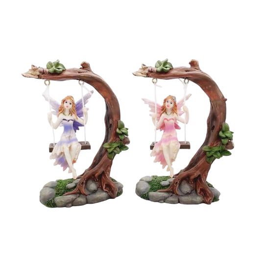 Swing Fairy Miniature Fairy Garden Fairy Figurine – Resin Fairy Decoration for Indoor & Outdoor Fairy Gardens