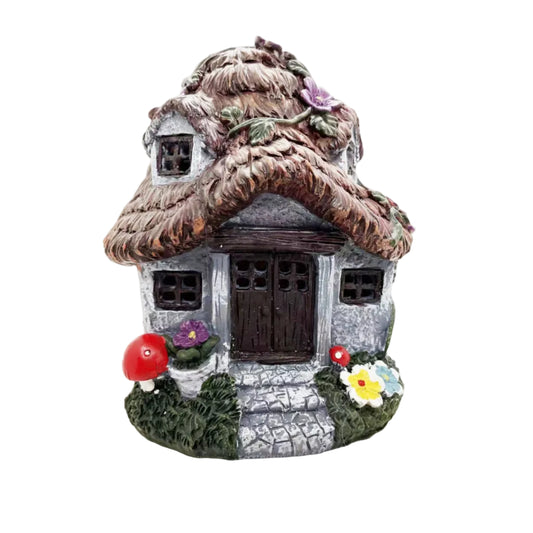 Thatch Fairy House With Solar Lights