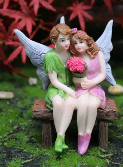 Fairy Garden Figurines Fairies sitting on the chair