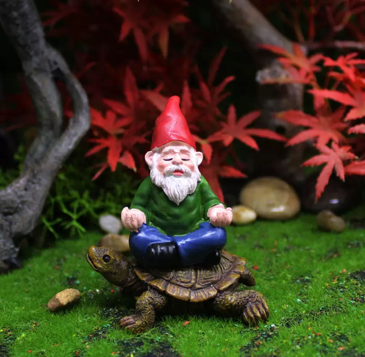 Fairy Garden Figurines the Gnome Sitting on the Turtle