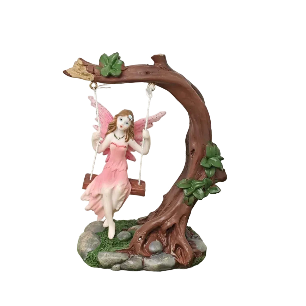Swing Fairy Miniature Fairy Garden Fairy Figurine – Resin Fairy Decoration for Indoor & Outdoor Fairy Gardens