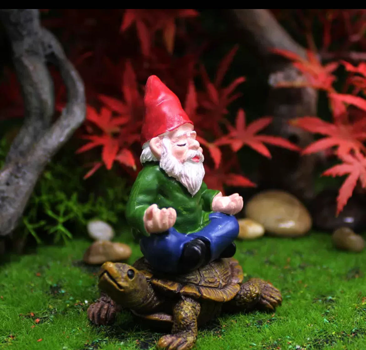 Fairy Garden Figurines the Gnome Sitting on the Turtle